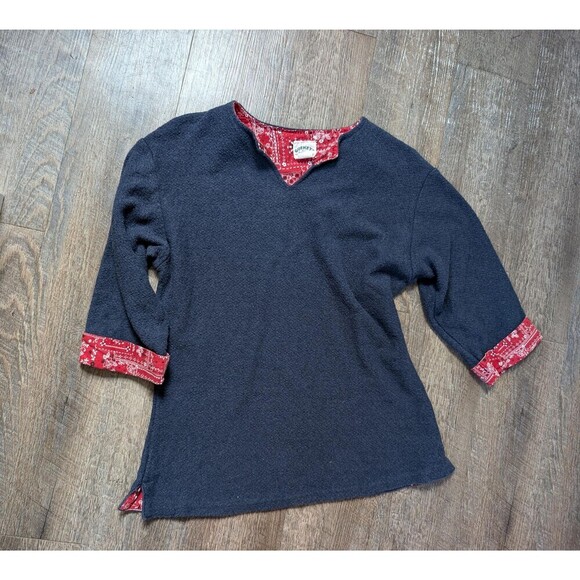 Vintage Western Blouse, Bandana Blue Sweater Top - Picture 1 of 10